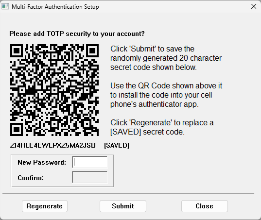 [screenshot of mfa_setup with password change fields]